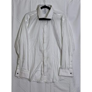 Calvin Klein Extra Slim Fit Tuxedo Dress Shirt White 100% Cotton French Cuffs